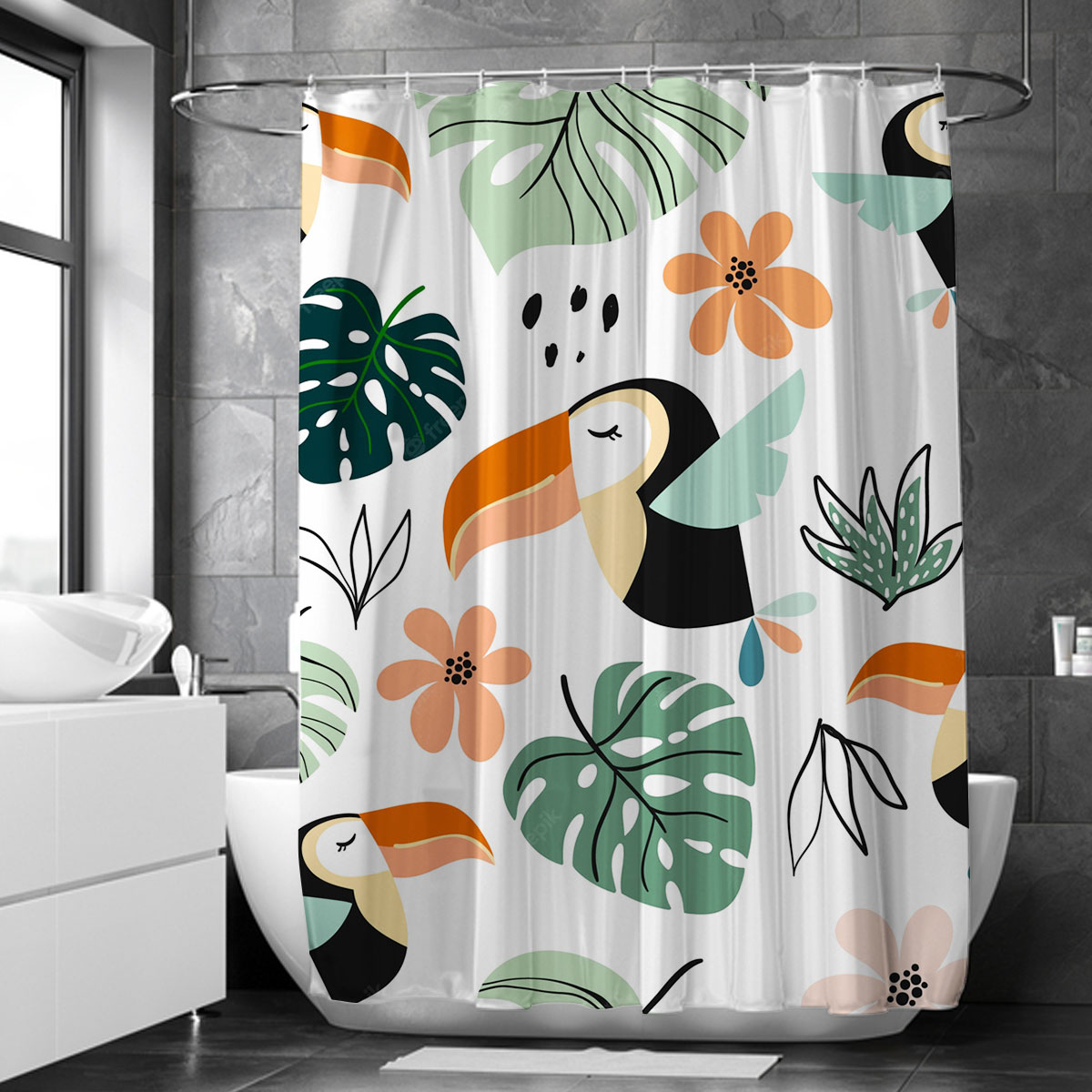 Coon Sleeping Toucan Shower Curtain