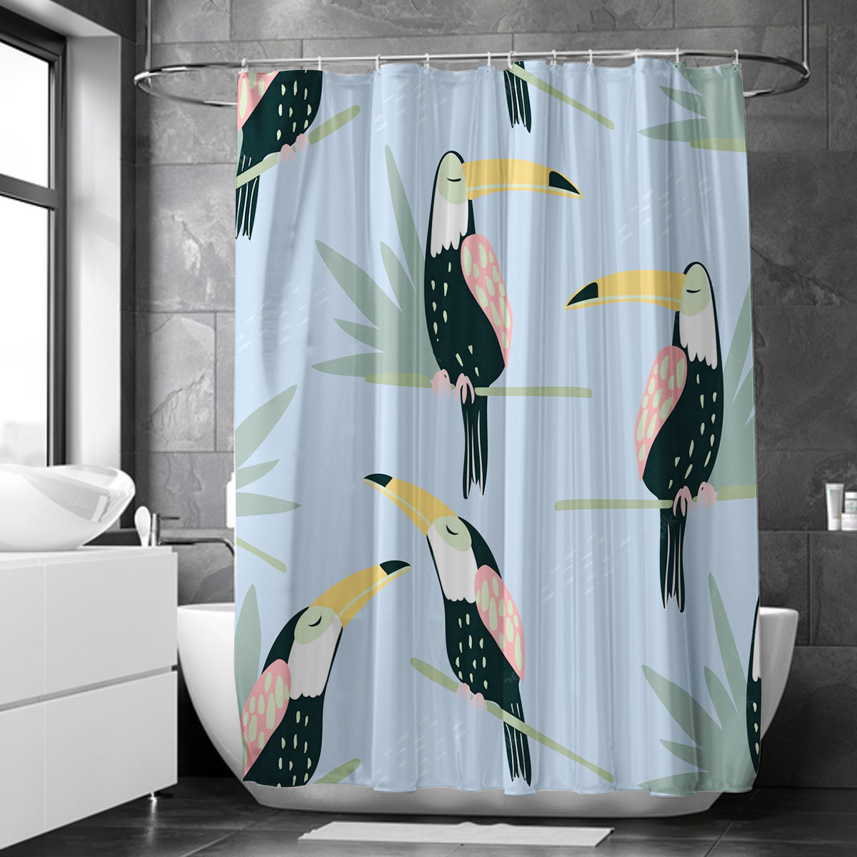 Coon Sleeping Tropical Toucan Shower Curtain