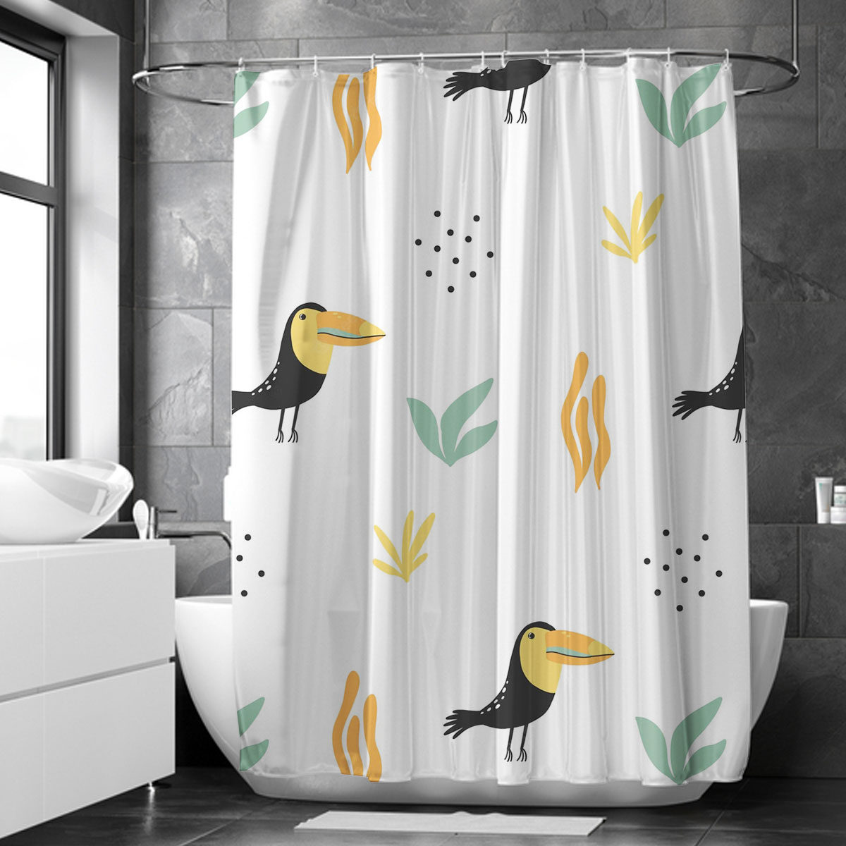 Coon Toucan White Background Shower Curtain
