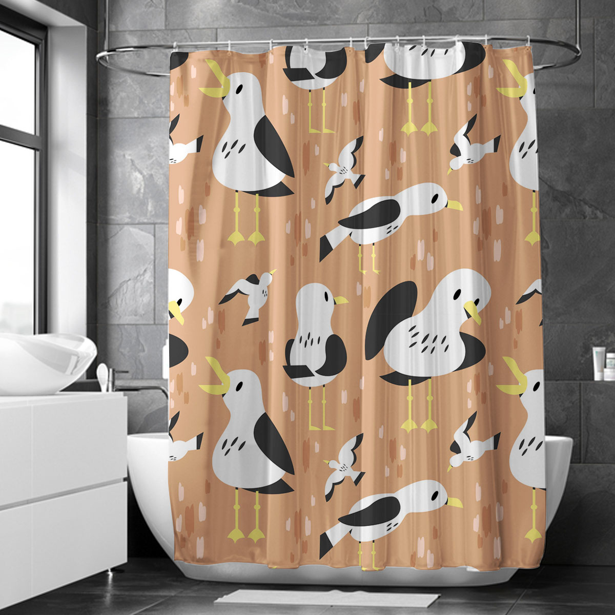 Cute Seagull Art Shower Curtain