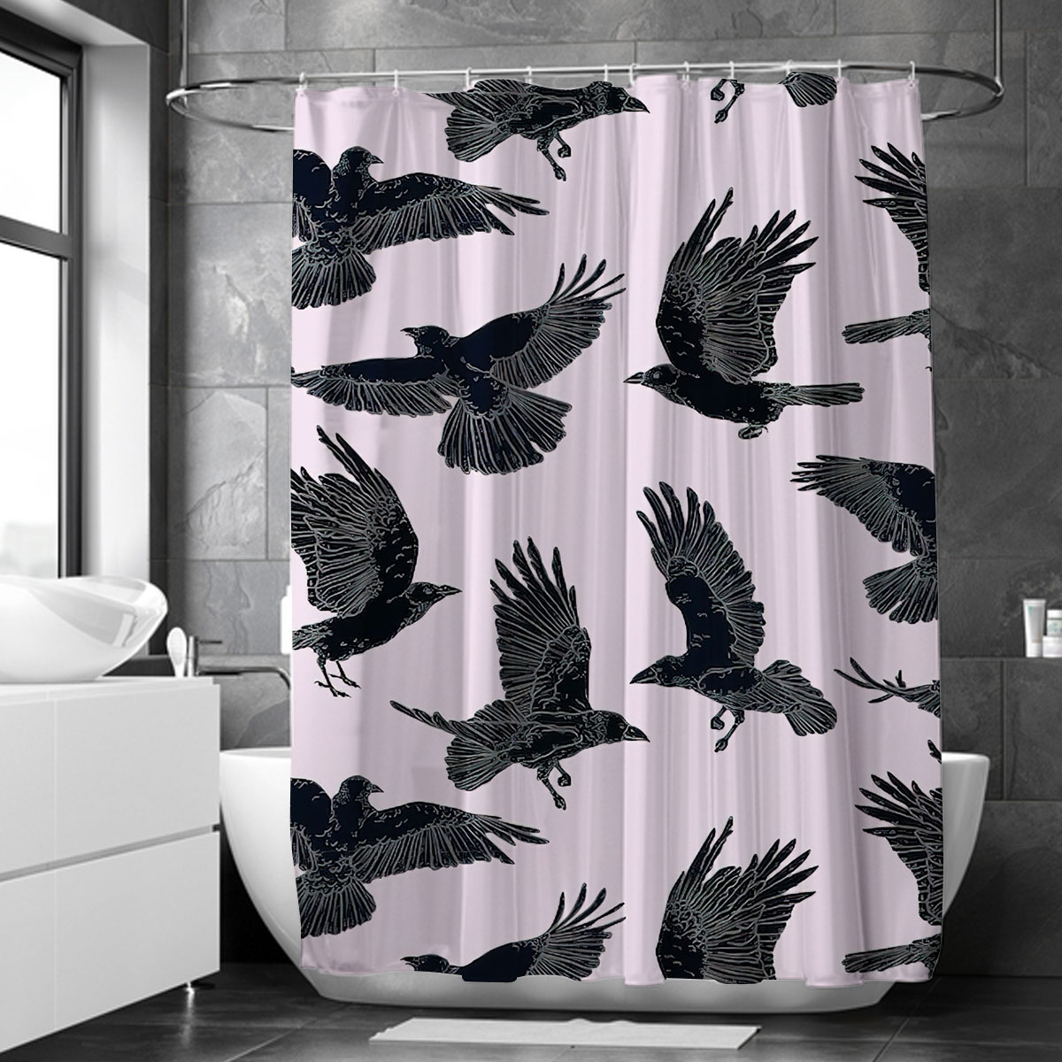 Flying Raven Art Shower Curtain
