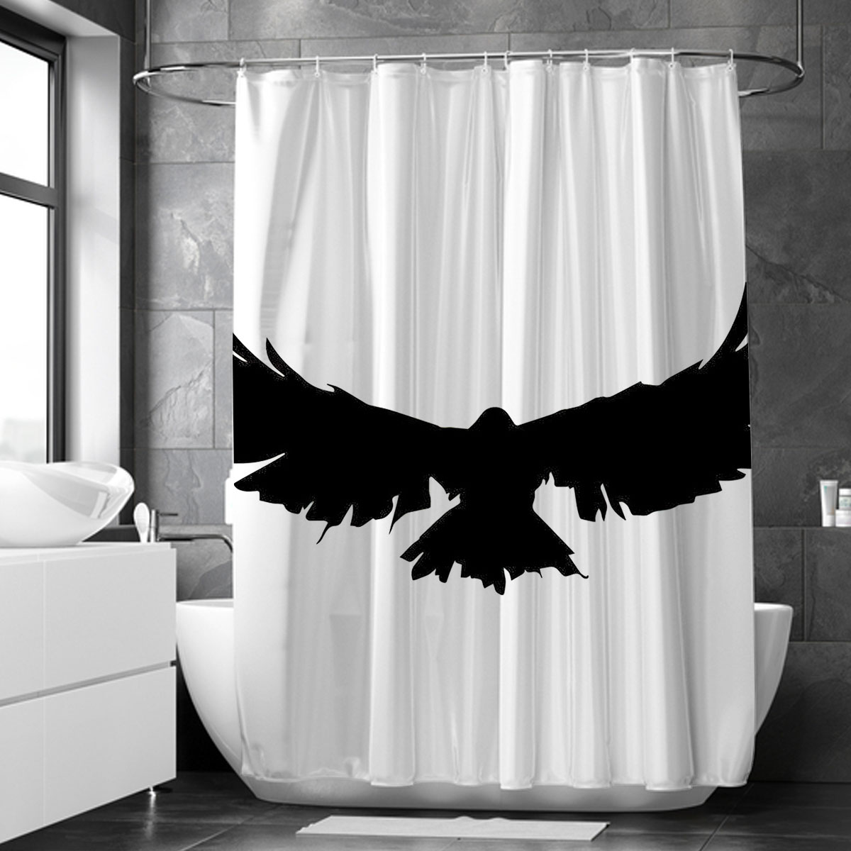 Iconic Black Raven Shower Curtain
