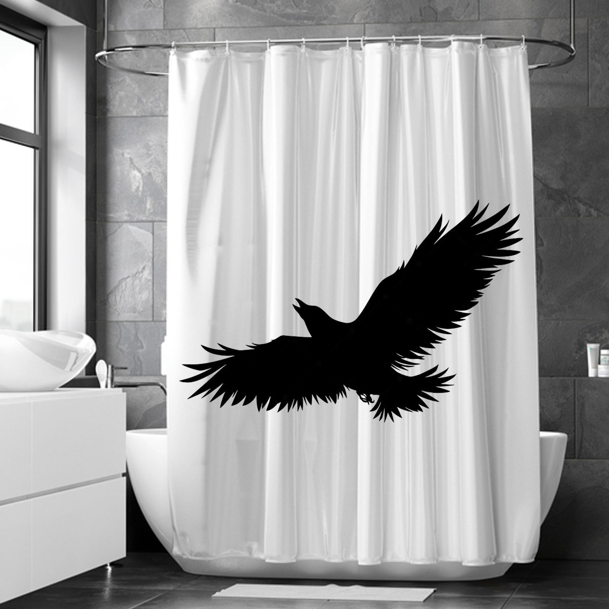 Iconic Flying Raven Shower Curtain