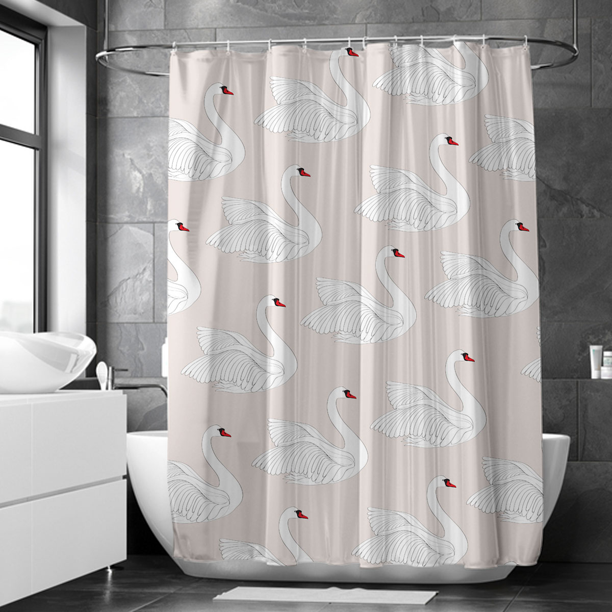Iconic White Swan Shower Curtain