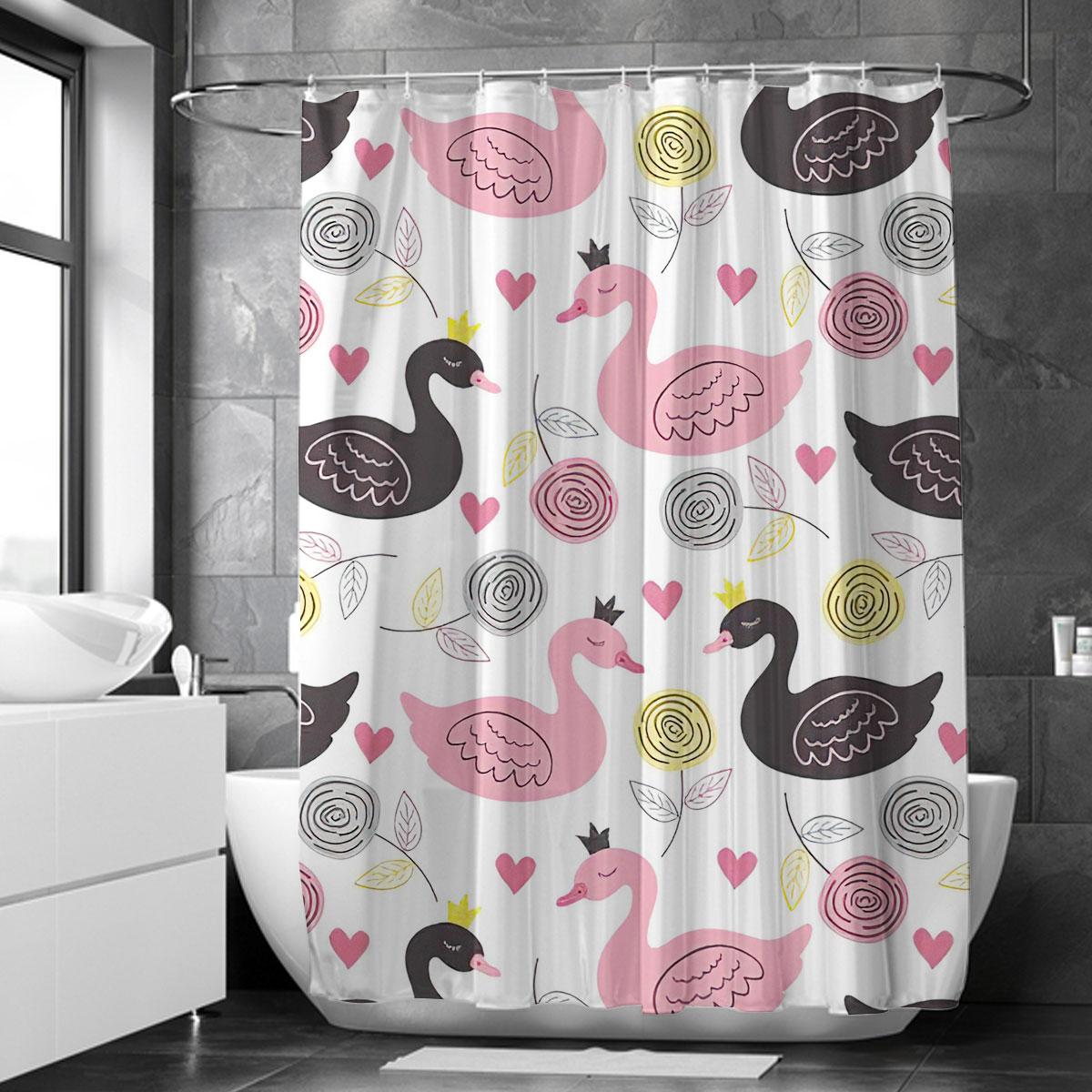 Lovely Princess Swan Shower Curtain