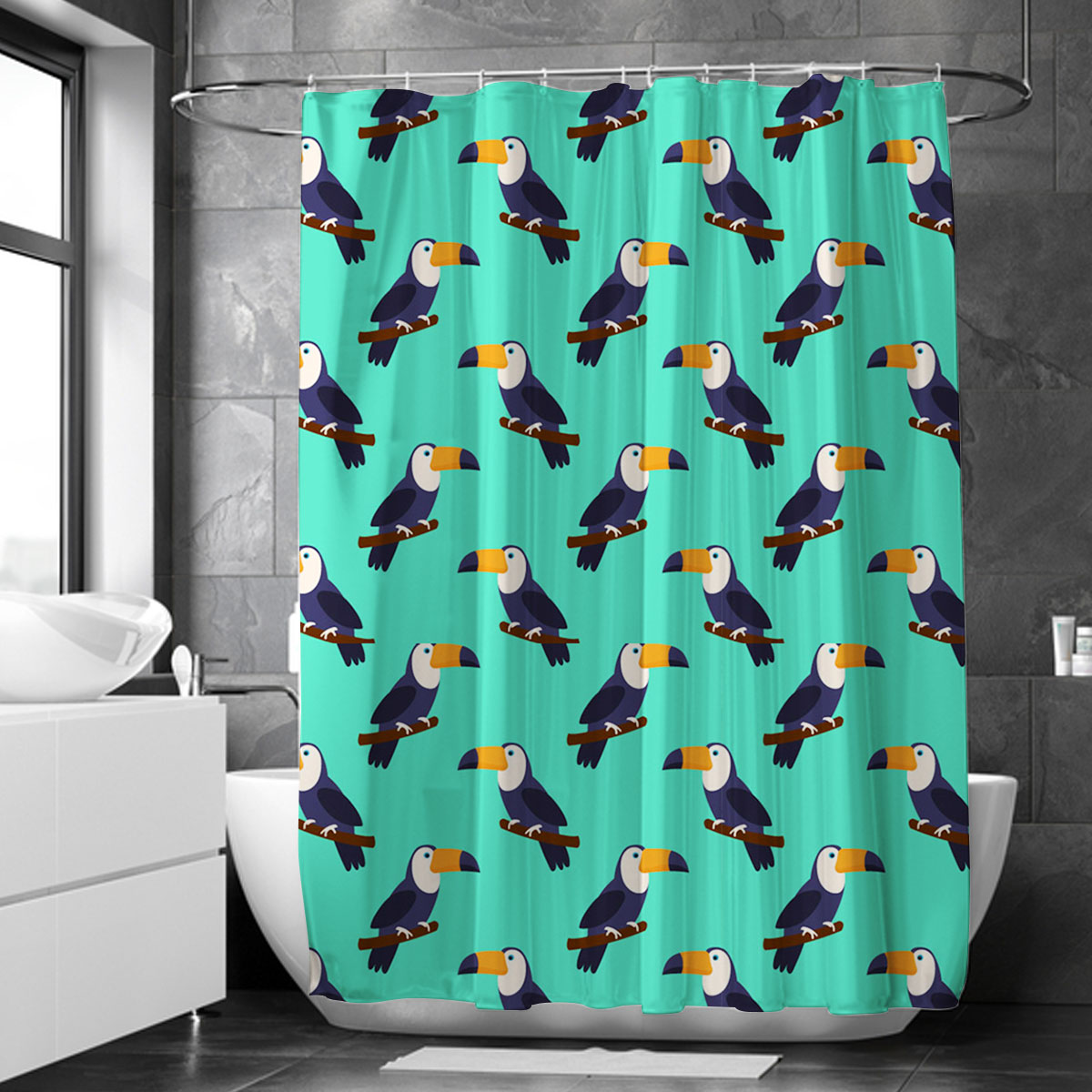 Monogram Coon Standing Toucan Shower Curtain