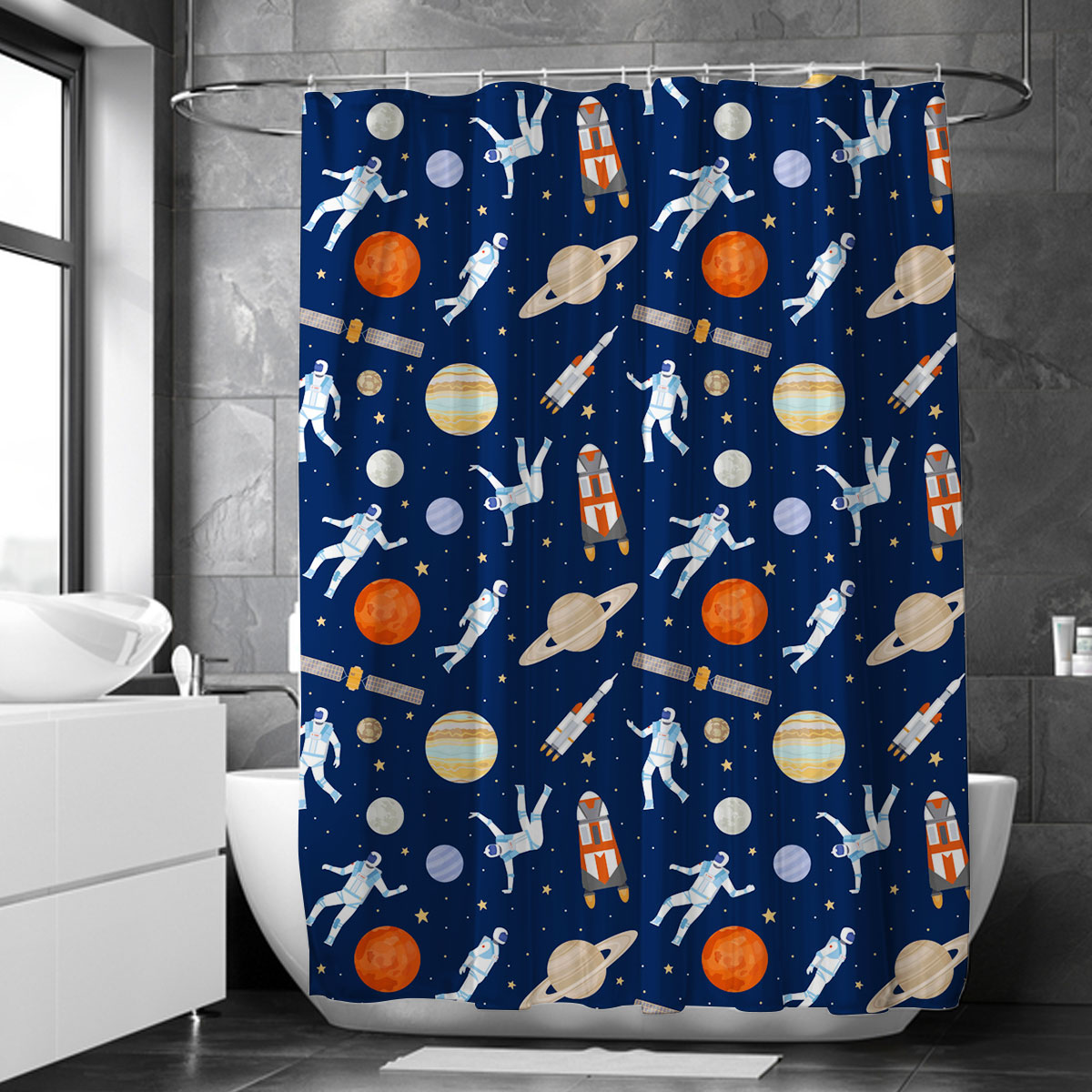 Outer Space Astronaut Shower Curtain