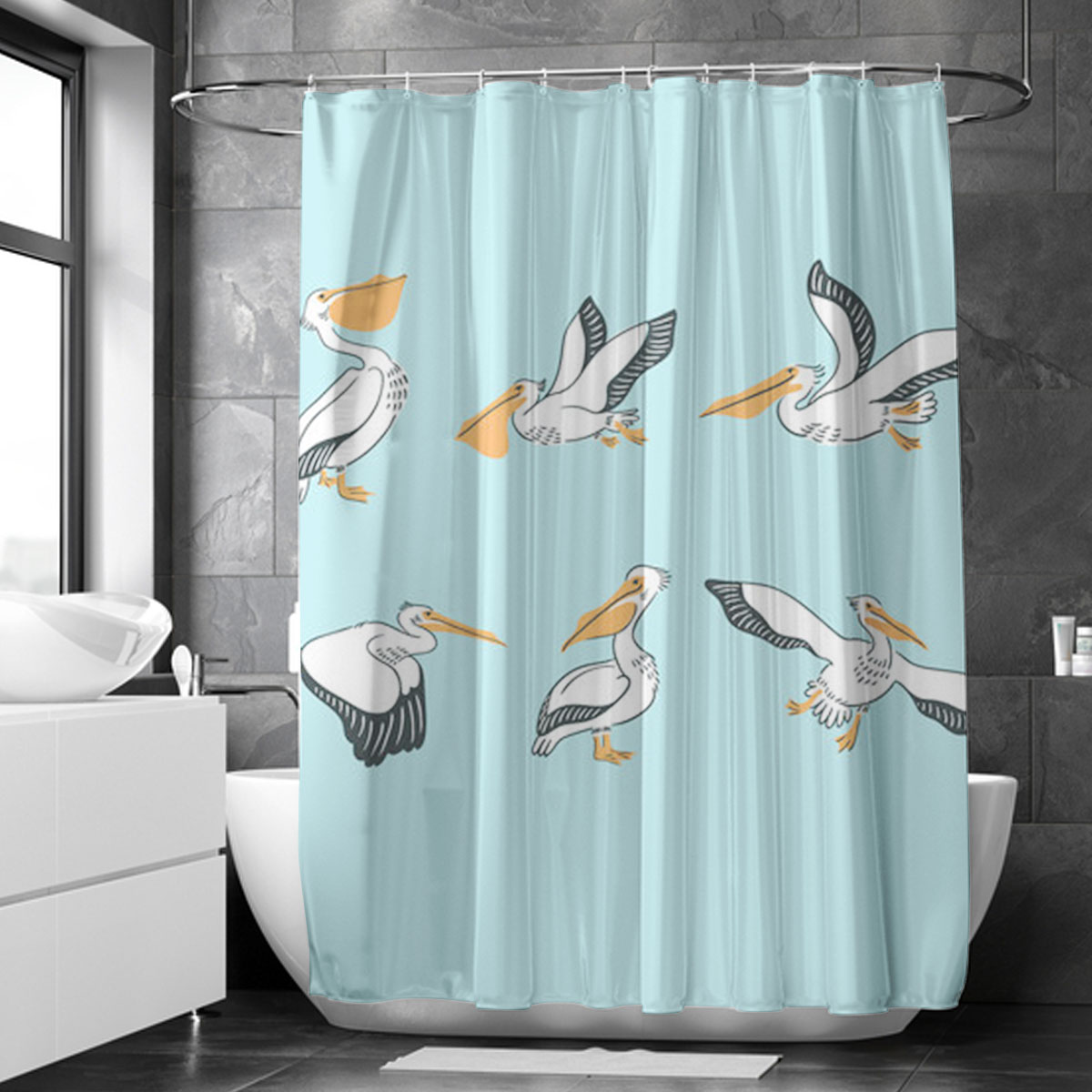 Positions Pelicans Coon Shower Curtain
