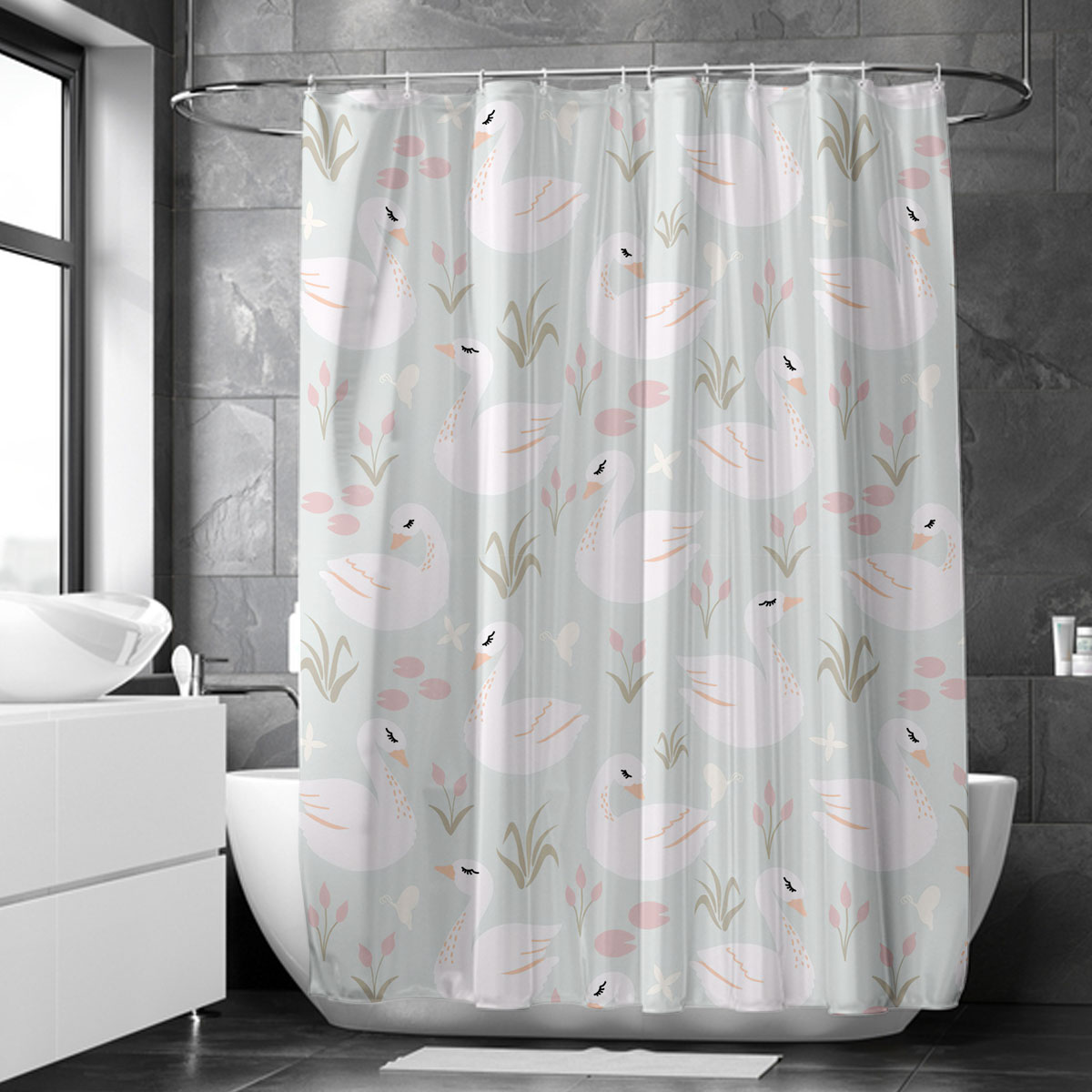 Pretty Swan Shower Curtain