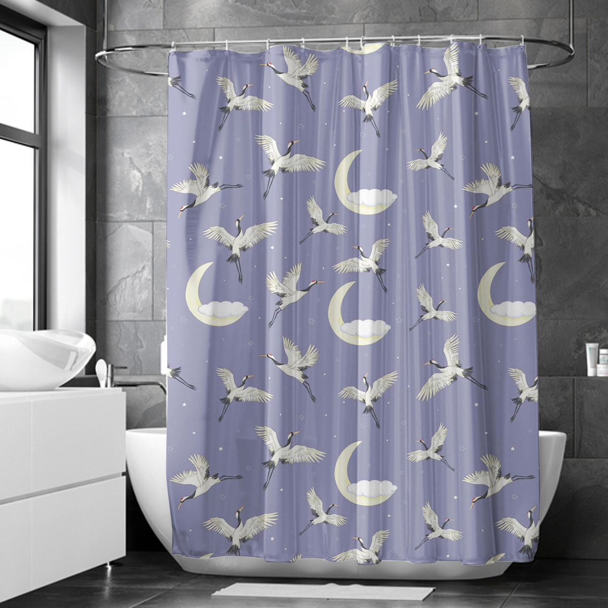 Purple Universe Crane Shower Curtain