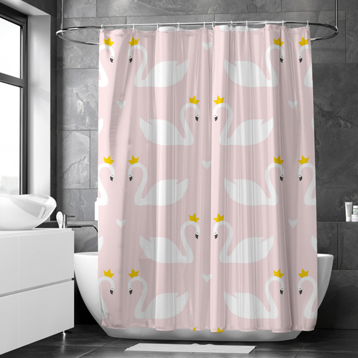 Royal Swan Couple Shower Curtain