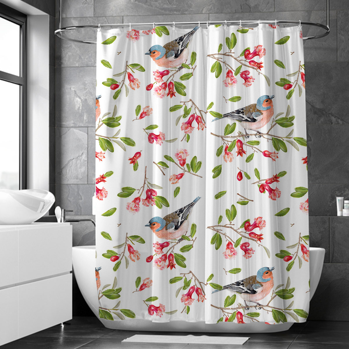 Spring Finch Couple Shower Curtain