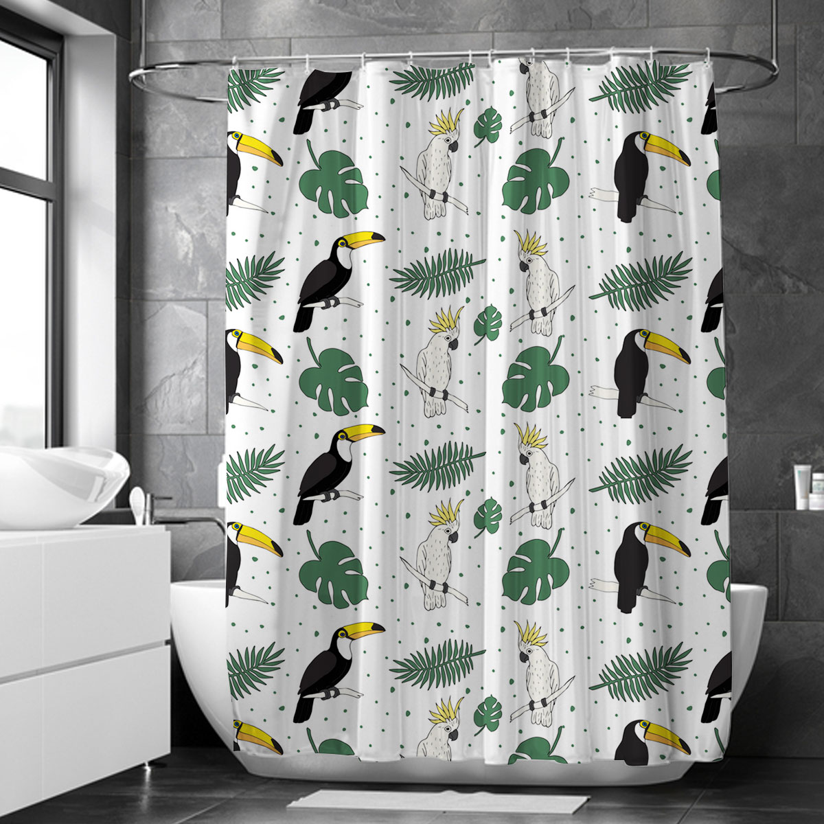 Tropical Toucan On White Background Shower Curtain