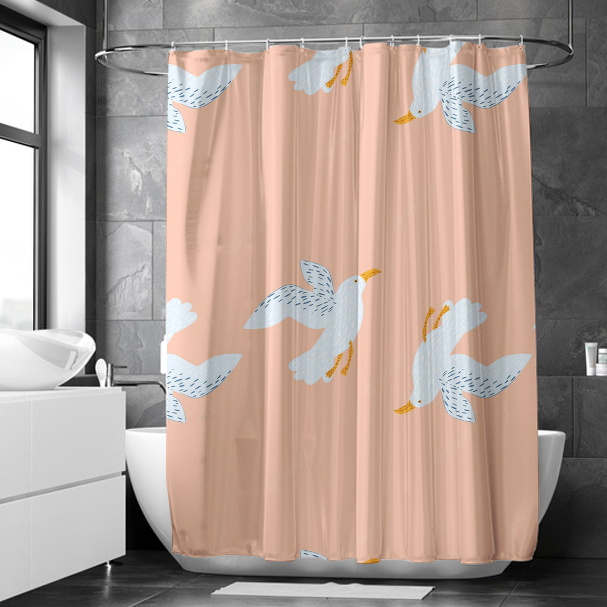 Up And Down Seagull Shower Curtain