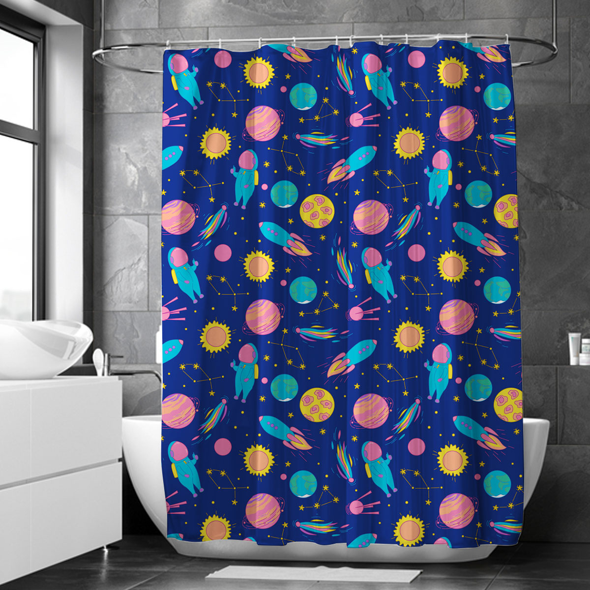 Watercolor Astronaut Shower Curtain