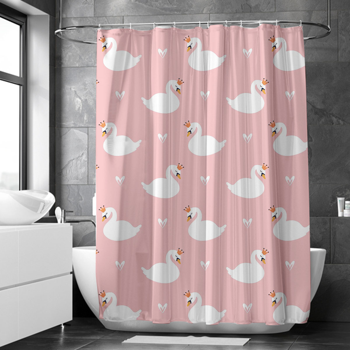 White Princess Swan Shower Curtain