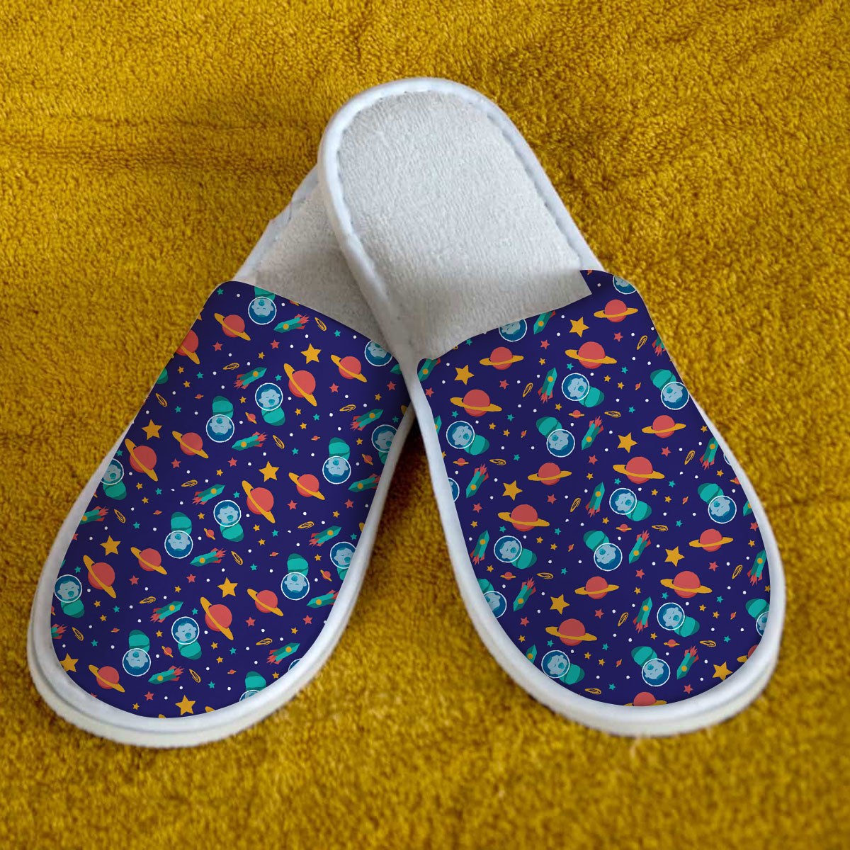 Galaxy Background With Baby Astronauts Slipper