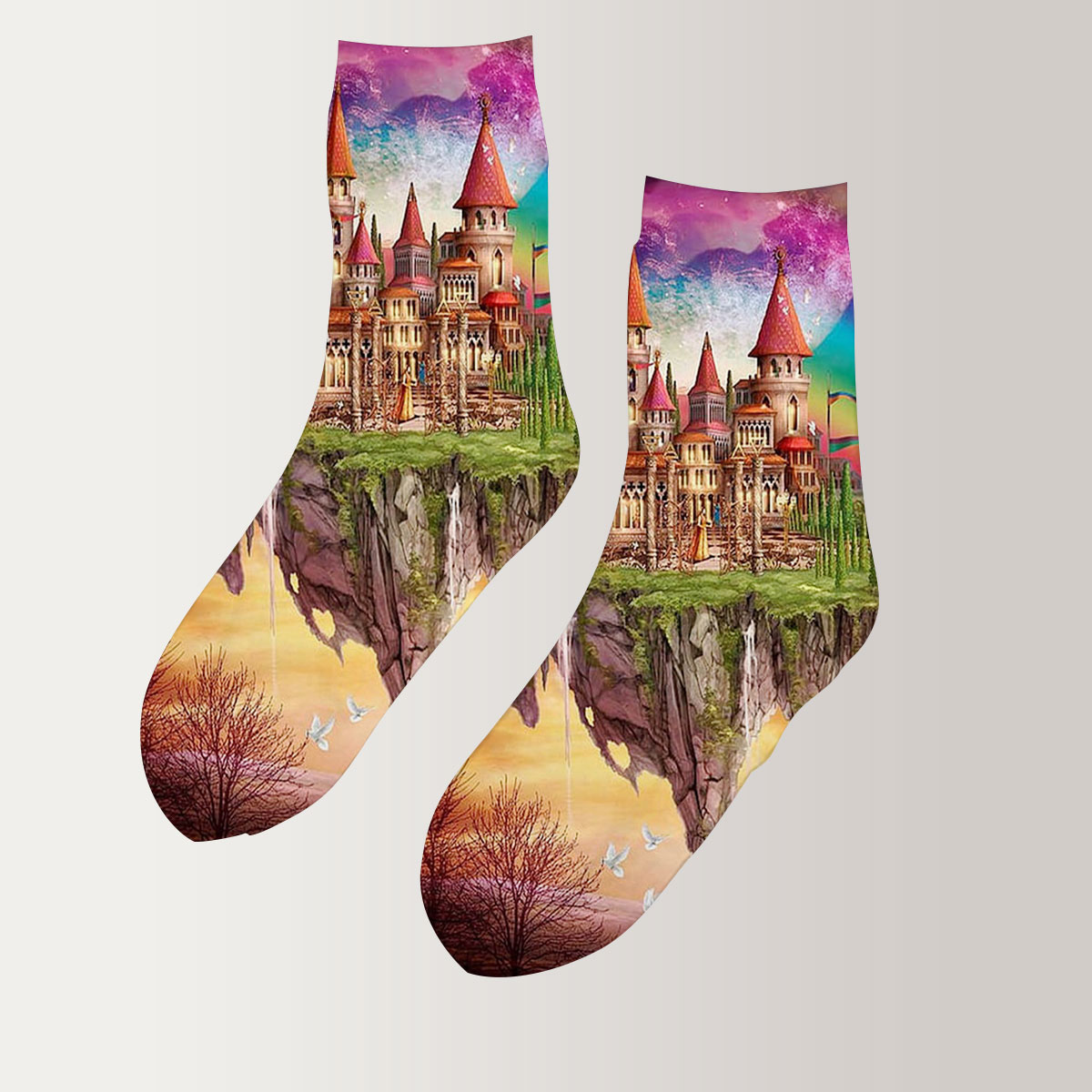 3D Magic Rainbow Castle 3D Socks