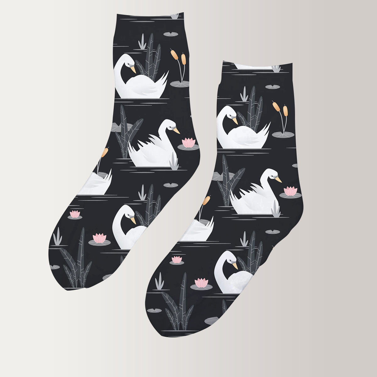 Black Lake White Swan 3D Socks