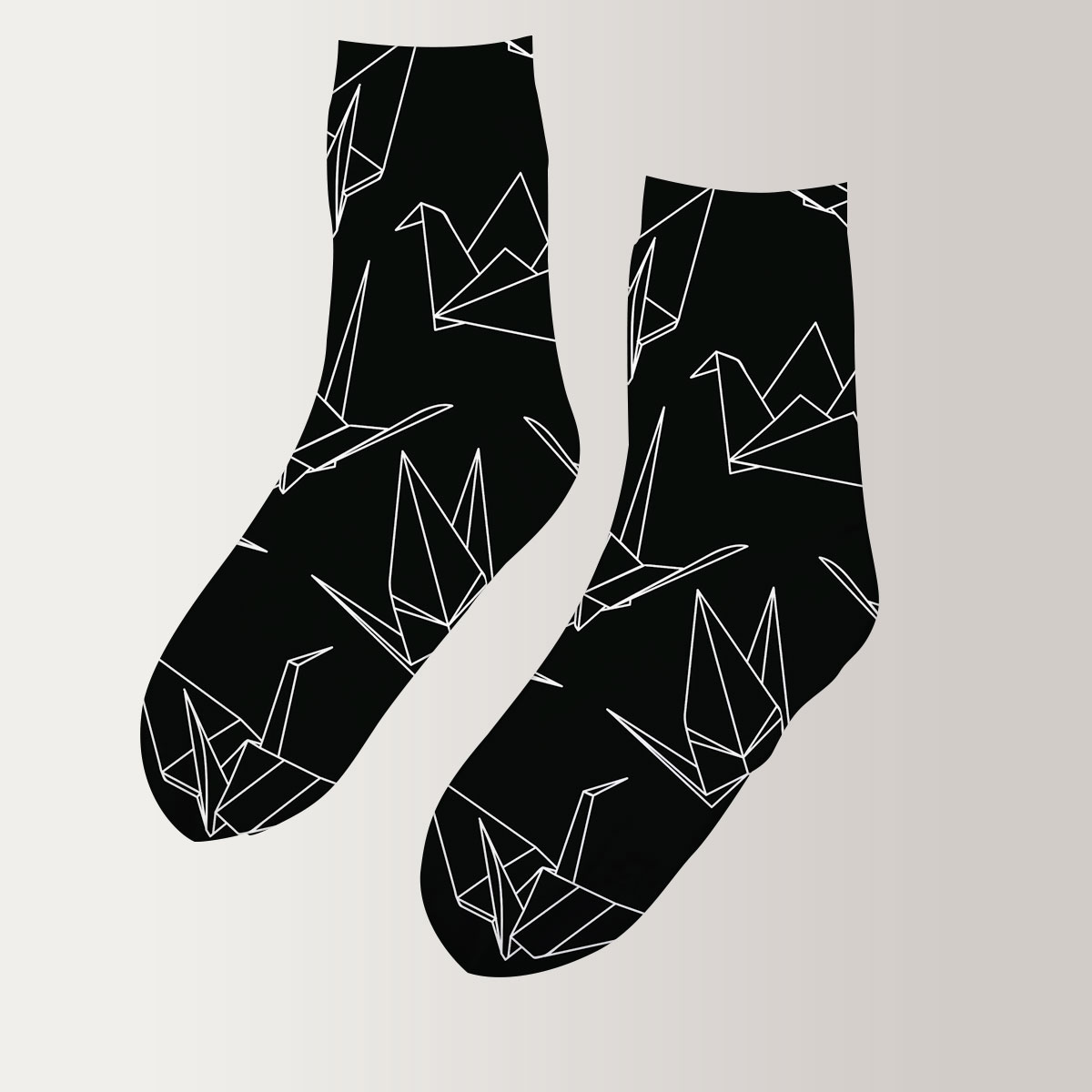Black Paper Crane 3D Socks