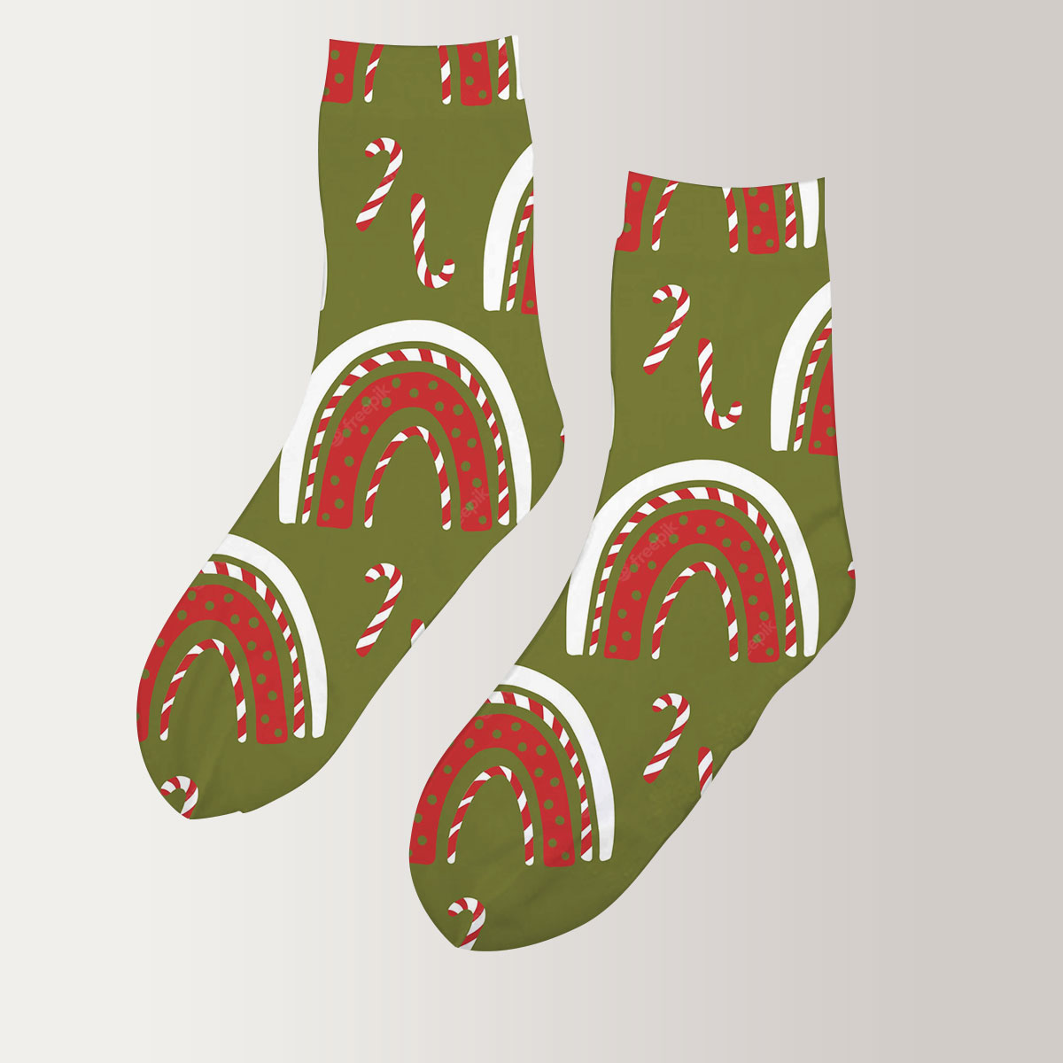 Christmas Rainbow Seamless Pattern 3D Socks