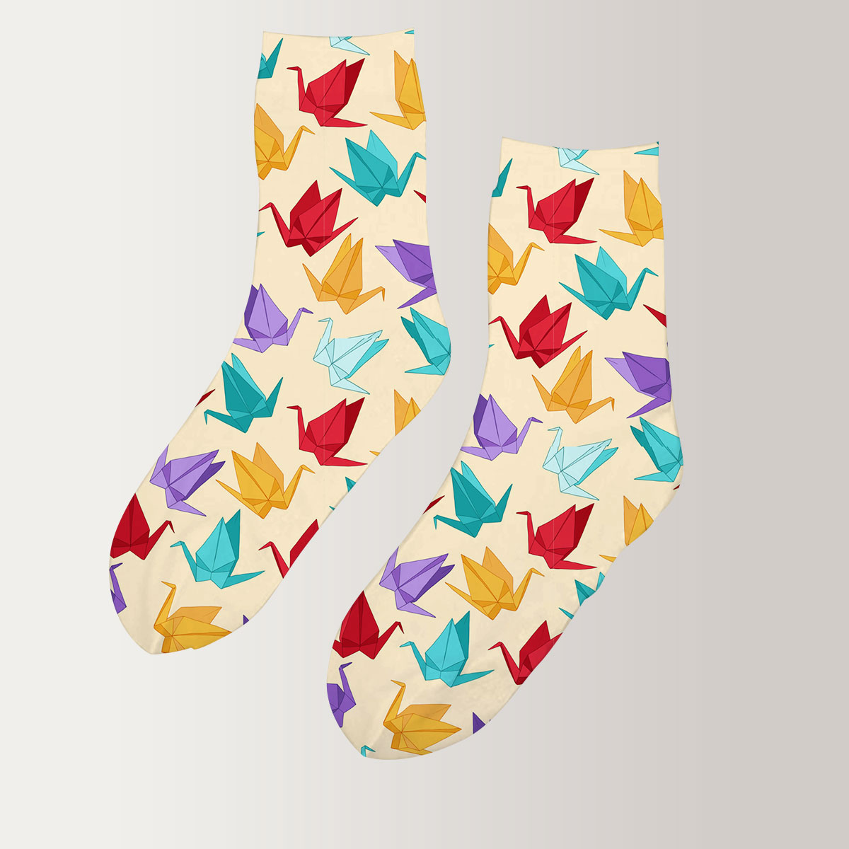 Colorful Origami Crane 3D Socks