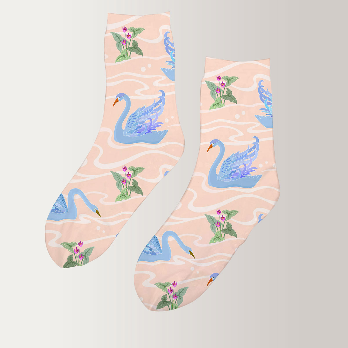 Floating Blue Swan 3D Socks