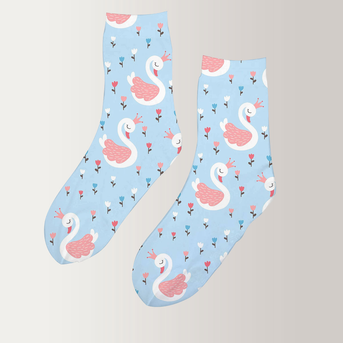 Floral Princess Swan 3D Socks