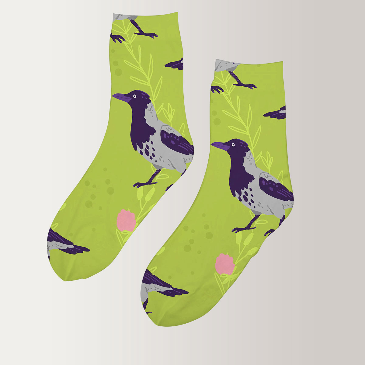 Floral Wild Crow 3D Socks