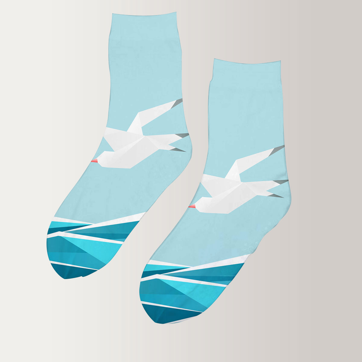Flying Over Sea Seagull 3D Socks