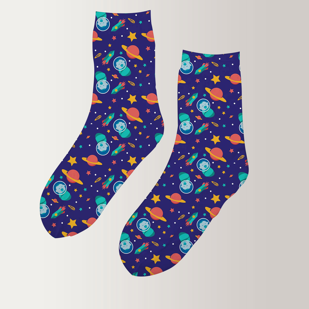Galaxy Background With Baby Astronauts 3D Socks