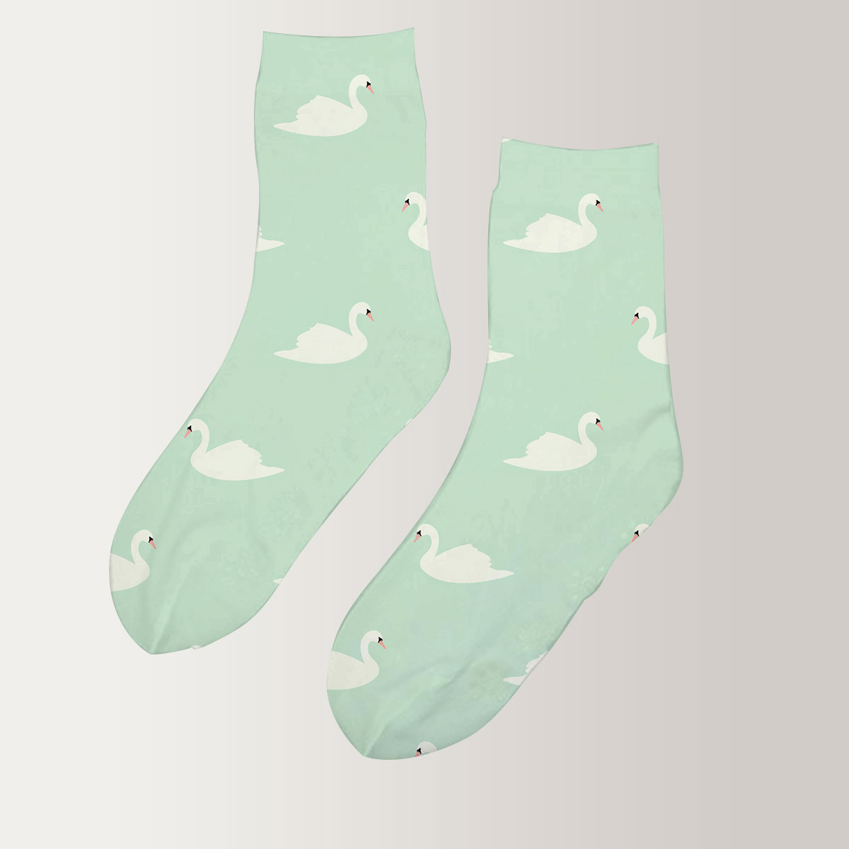 Green Monogram Swan 3D Socks