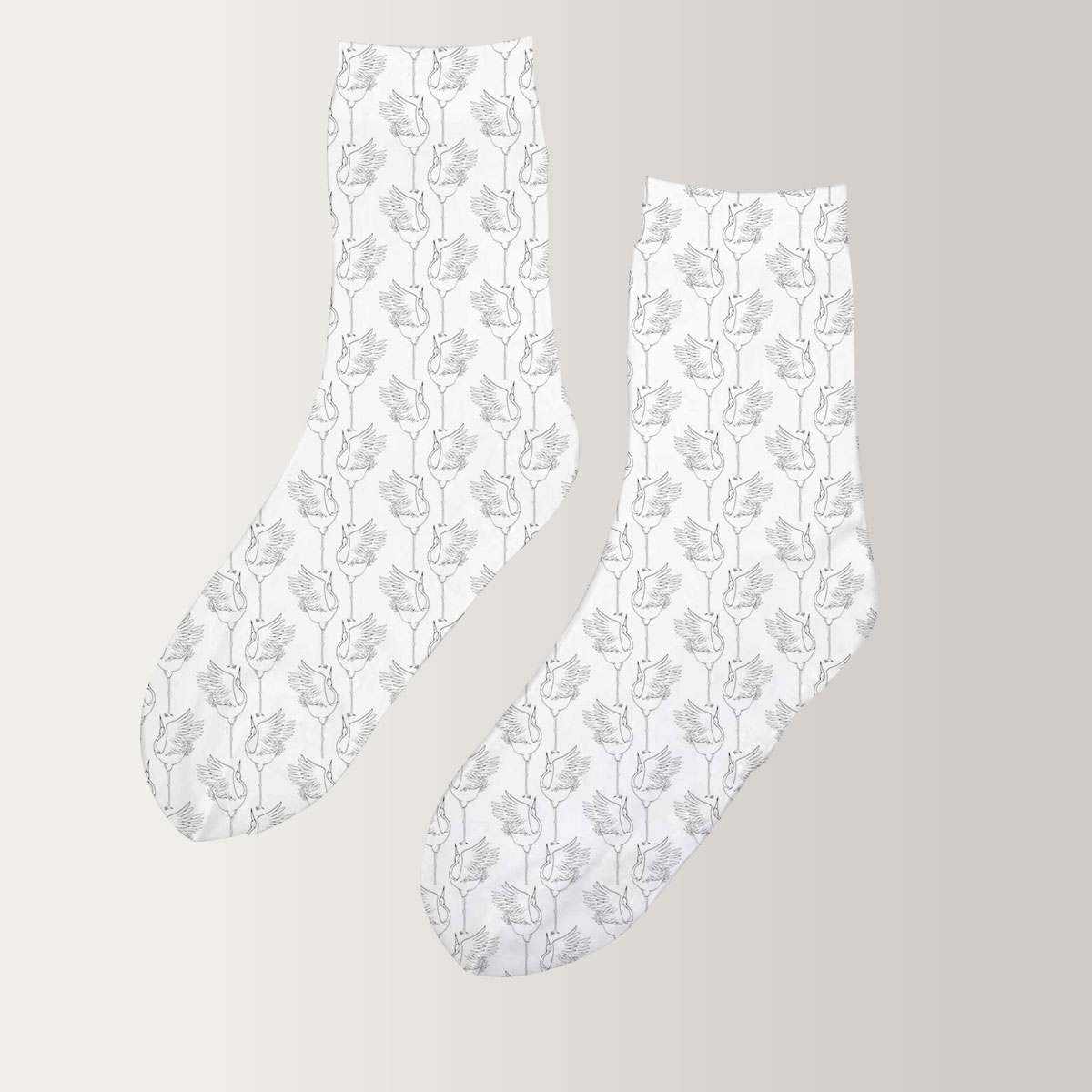 Japanese Crane Monogram 3D Socks