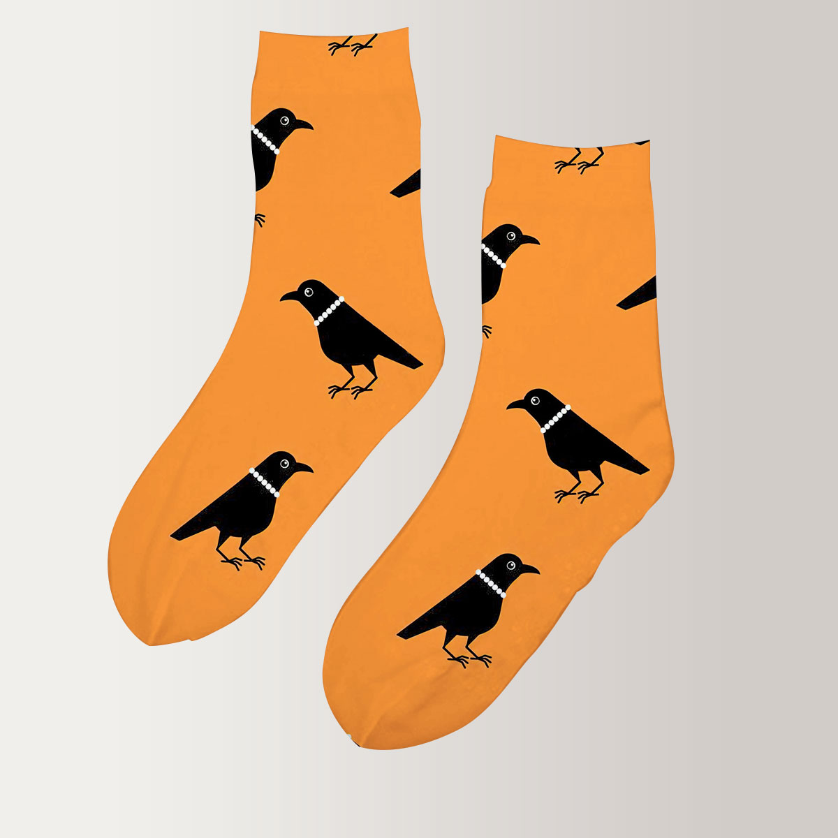 Lady Crow Orange Background 3D Socks