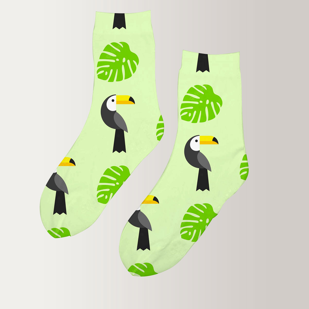 Monogram Green Leaf Toucan 3D Socks