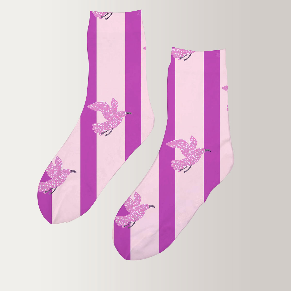 Pink Background Seagull 3D Socks