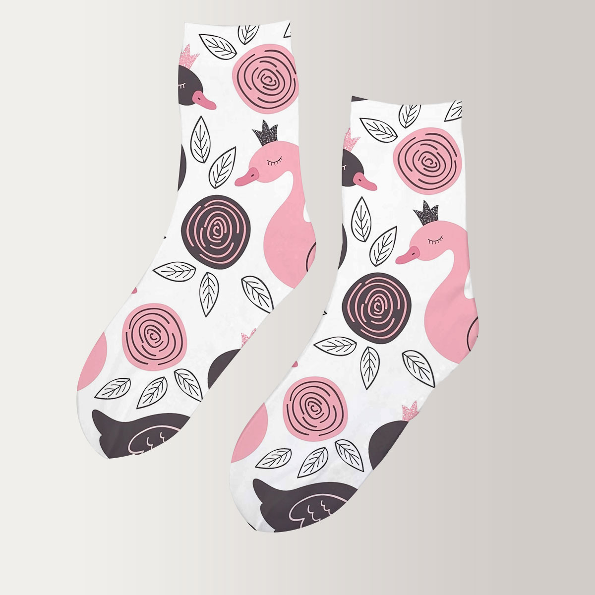 Pink Trippy Swan 3D Socks