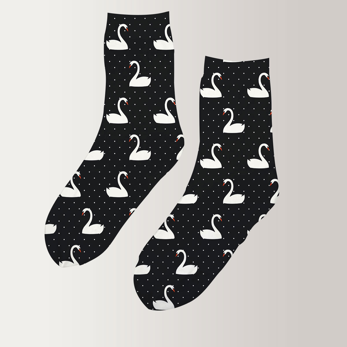 Polka Dots White Swan Monogram 3D Socks