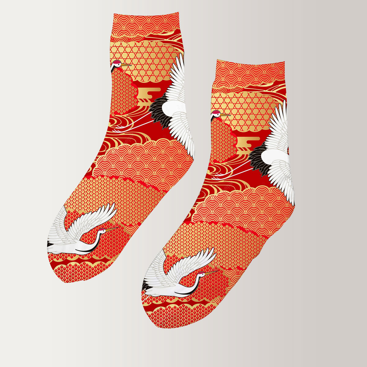 Red Cloud Crane 3D Socks