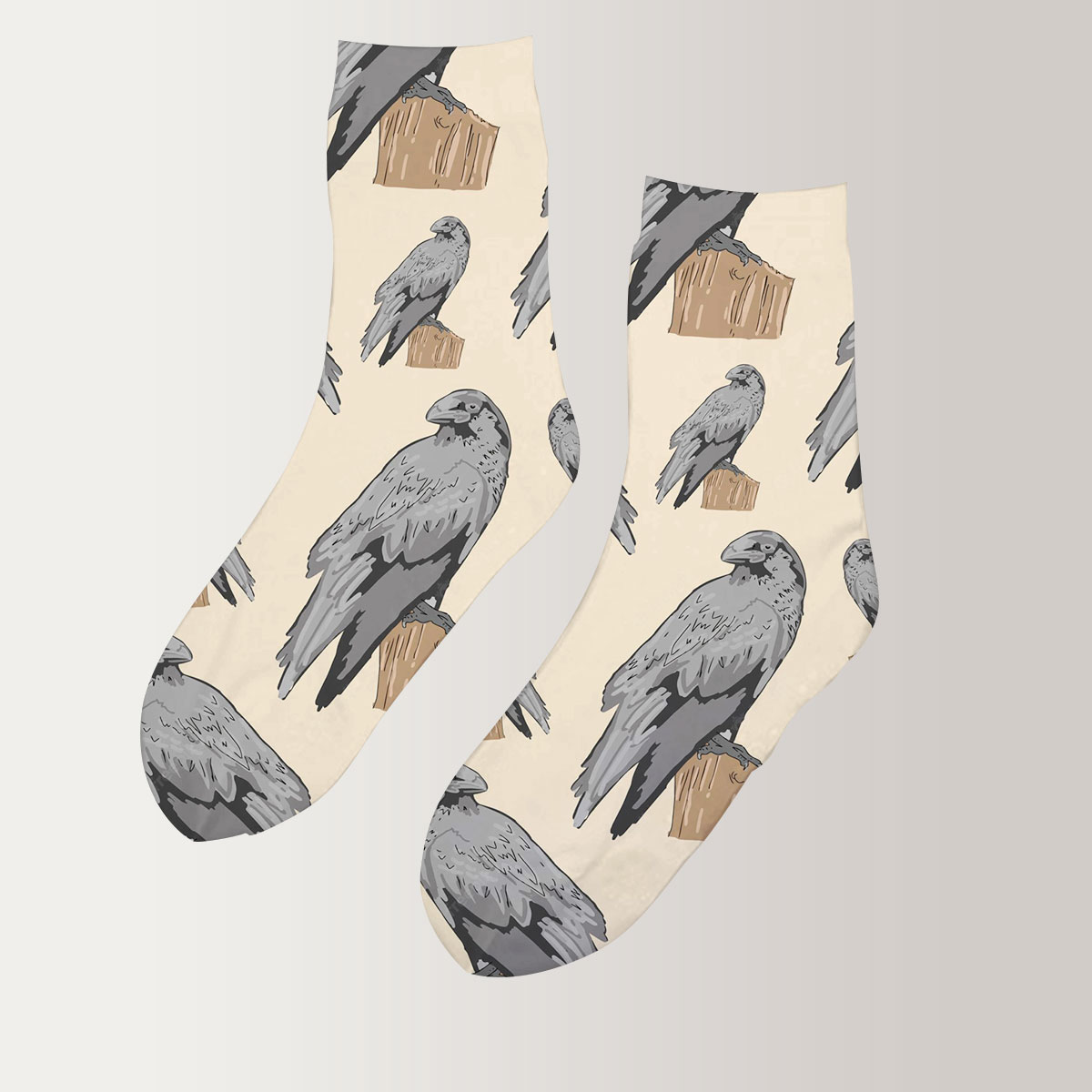 Standing Gray Crow 3D Socks