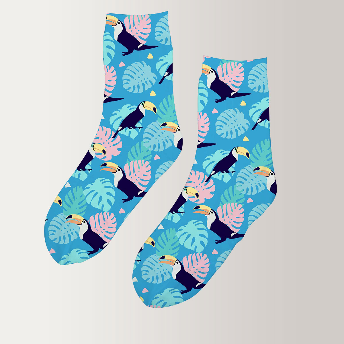 Toucan On Blue Background 3D Socks
