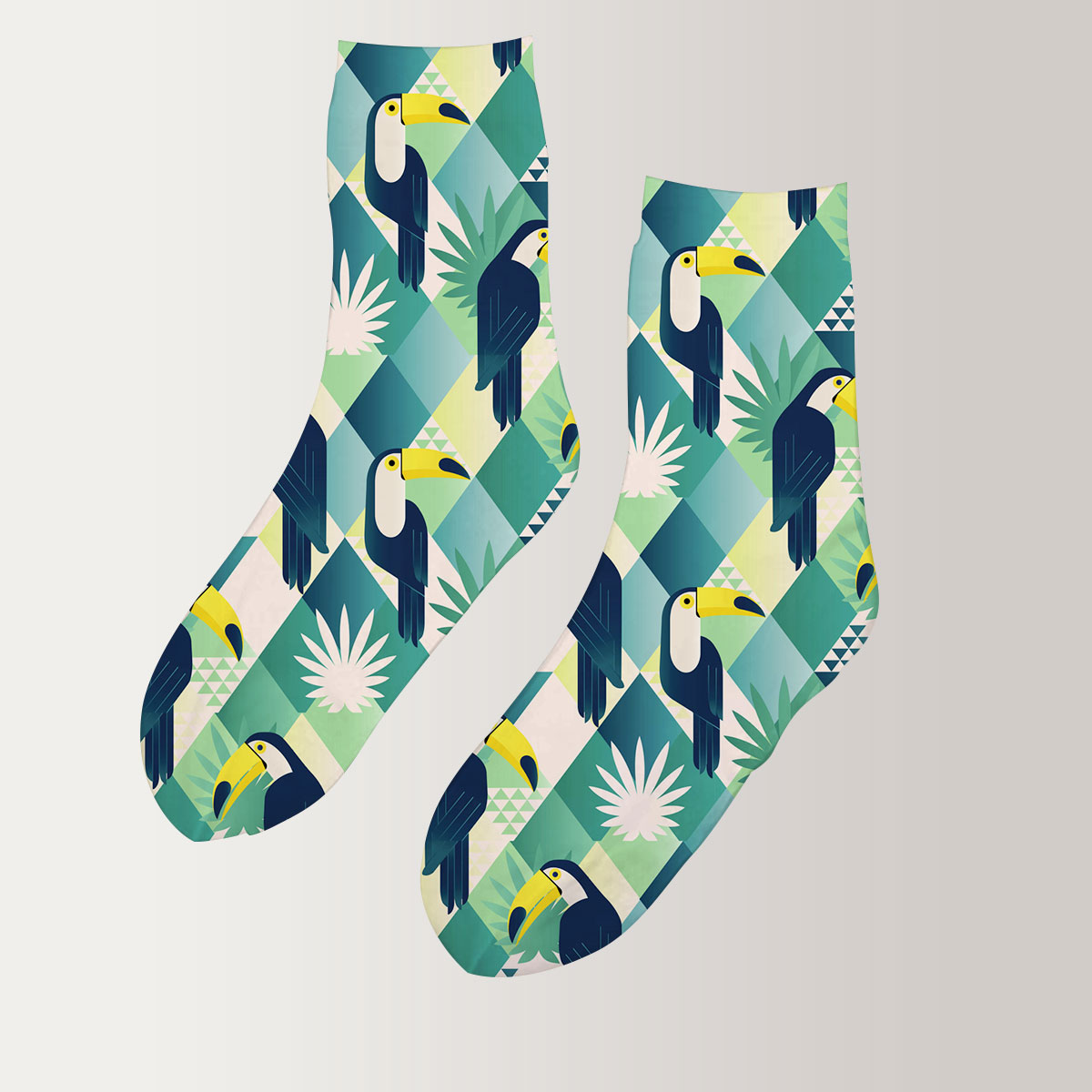 Tropical Exotic Green Toucan 3D Socks