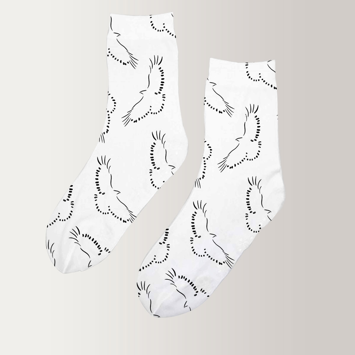 White Art Raven 3D Socks