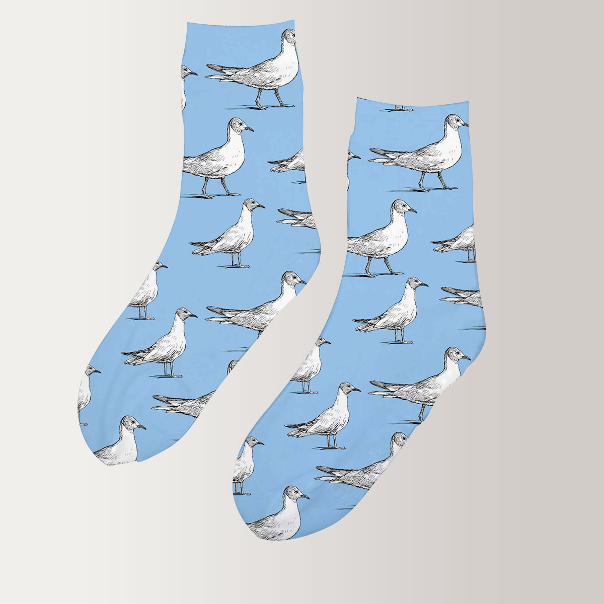 White Seagull Art 3D Socks