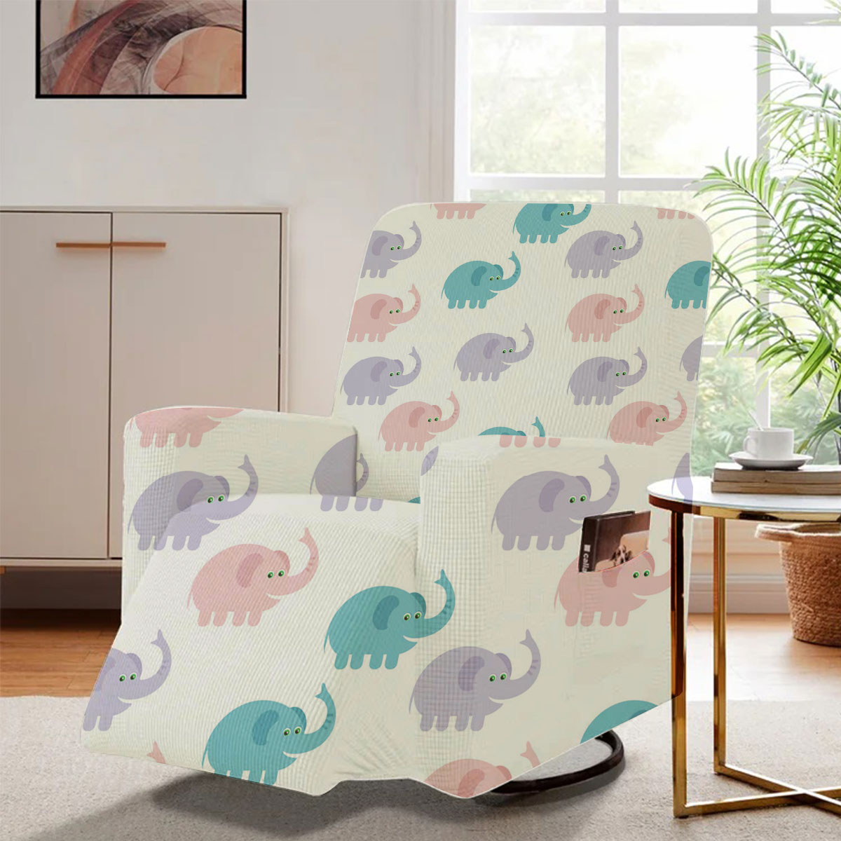 Big Colorful African Elephant Recliner Slipcover 6