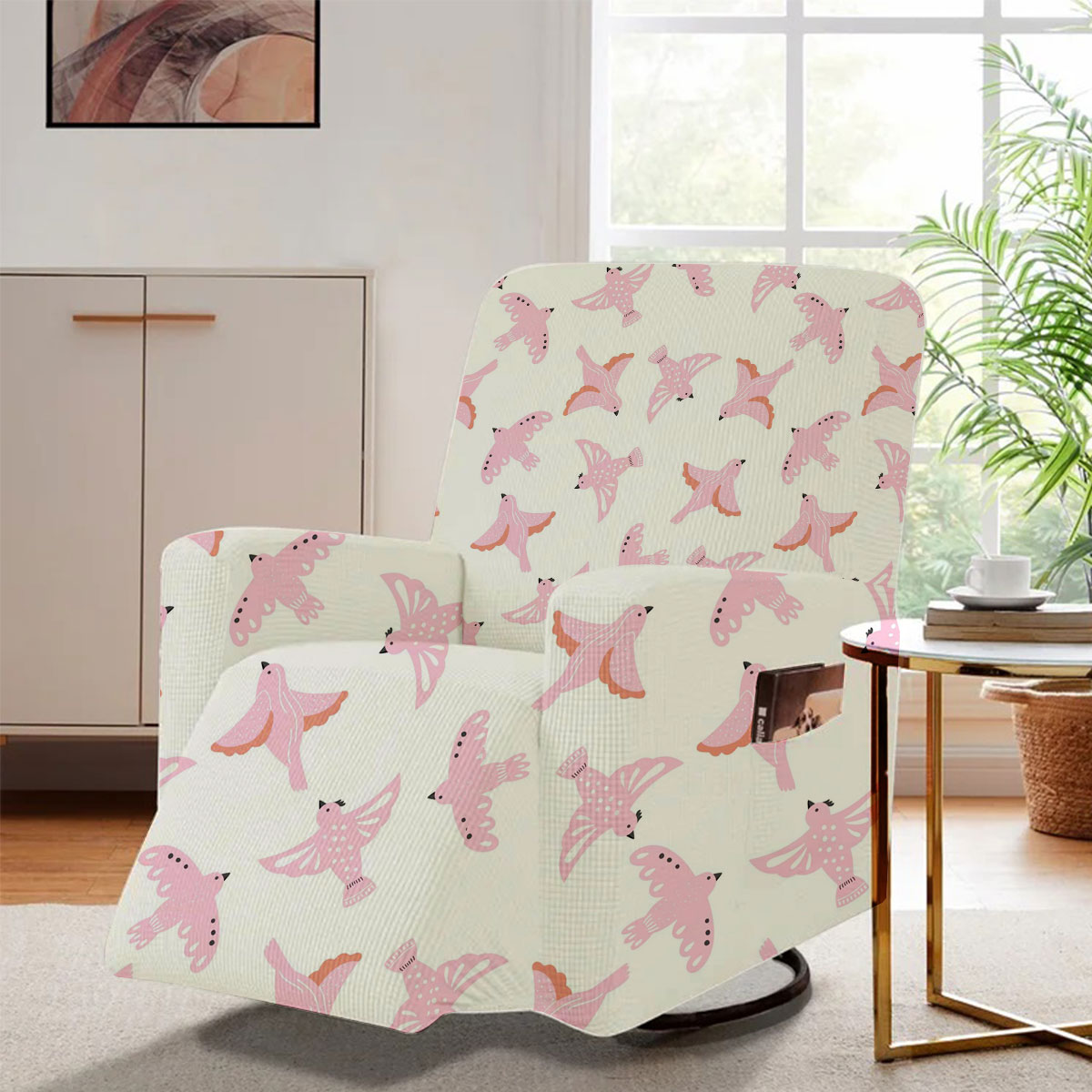Coon Pink Flying Dove Recliner Slipcover 6