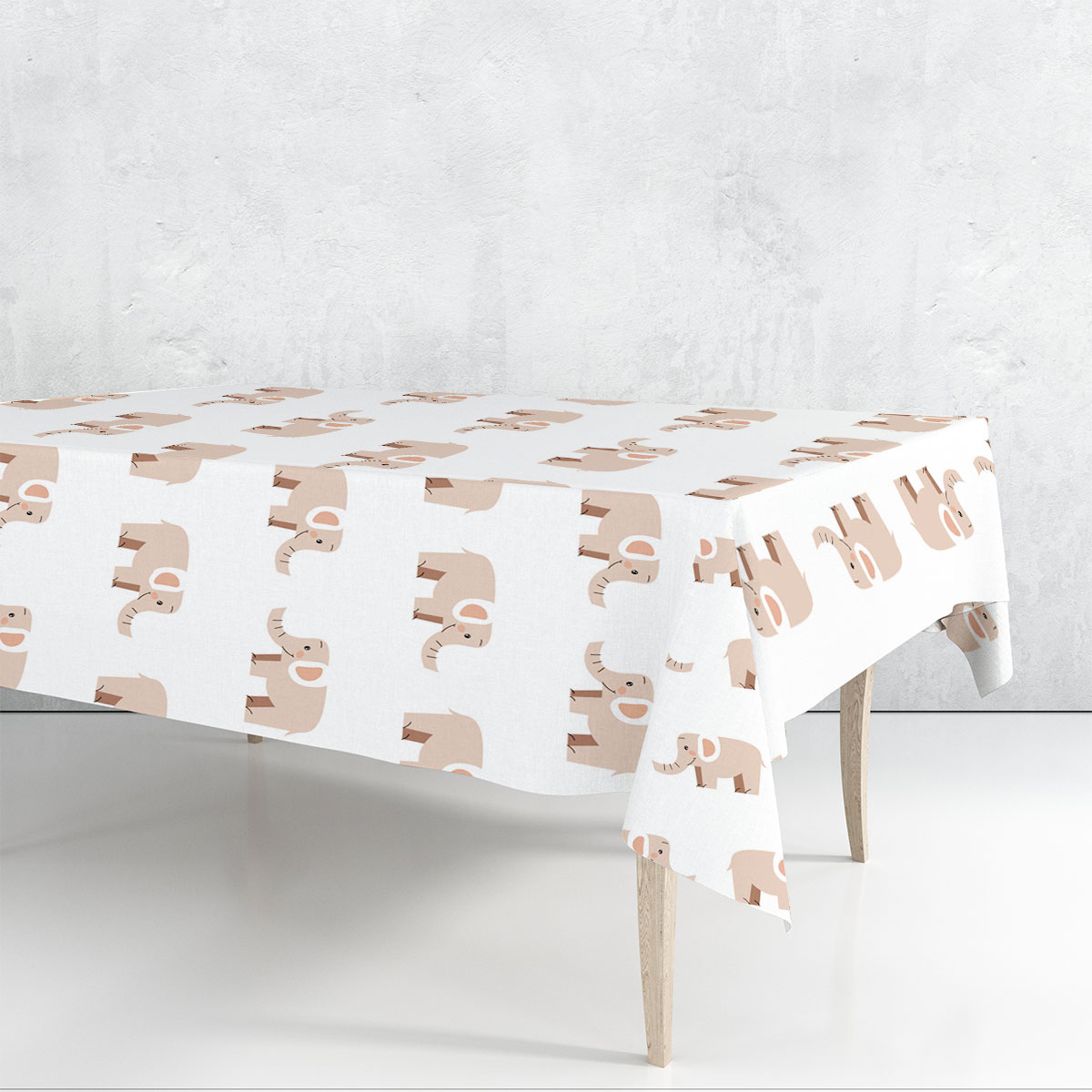 Beige African Elephant Rectangle Tablecloth 6