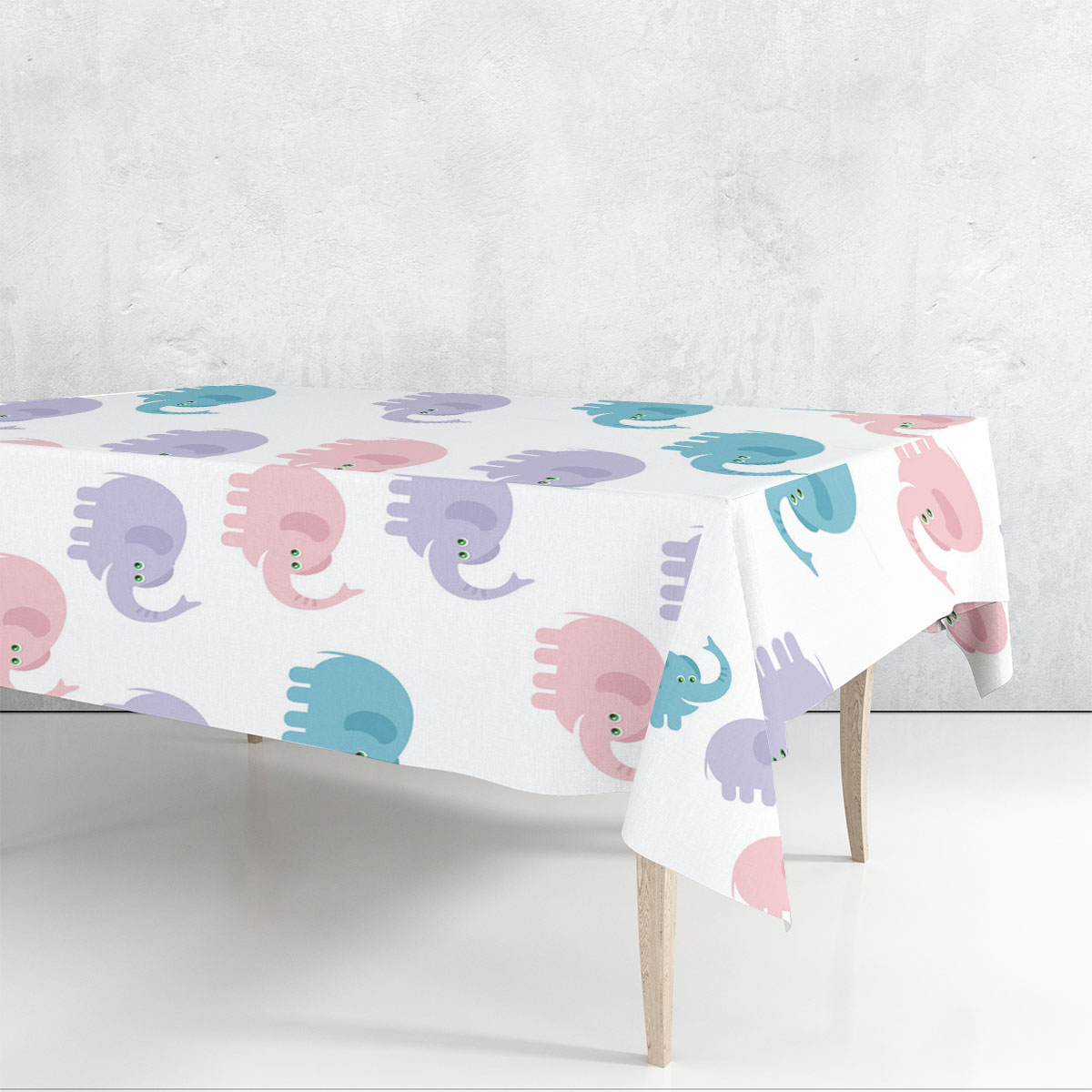 Big Colorful African Elephant Rectangle Tablecloth 6