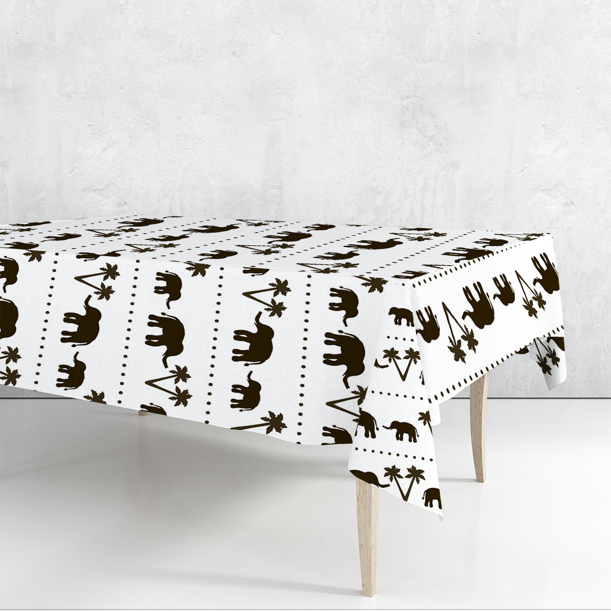 Black And White African Elephant Rectangle Tablecloth 6