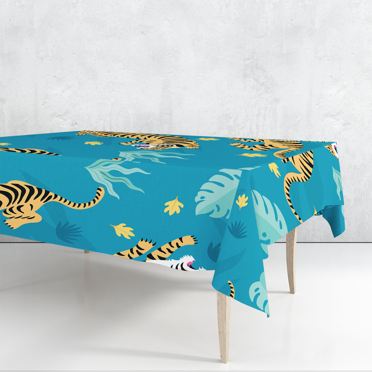 Blue World Tiger Rectangle Tablecloth 6